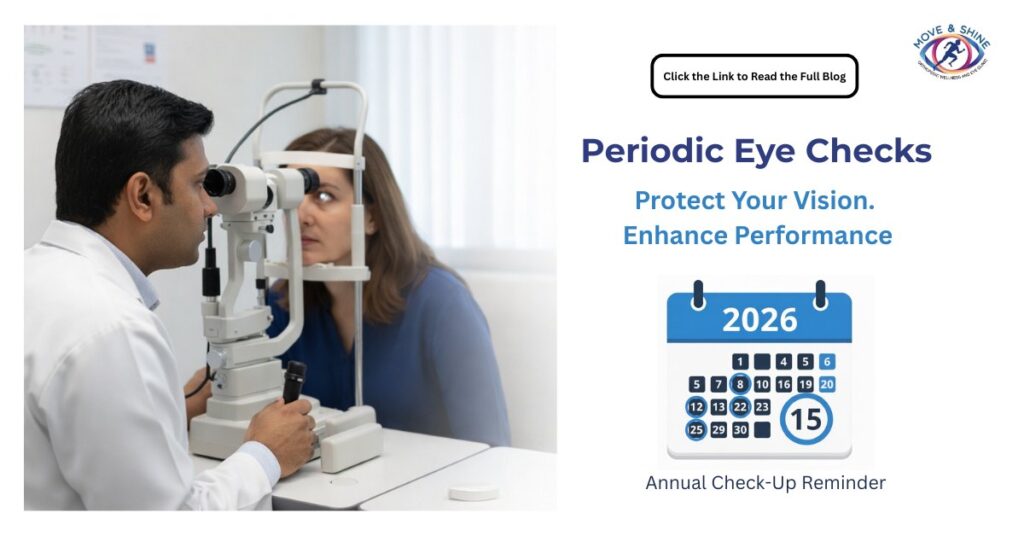 Ophthalmologist performing a periodic eye examination using a slit lamp to assess vision health and eye function