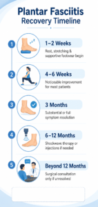 Plantar Fasciitis: Causes, Treatment & When to See an Orthopedic Doctor 6 Infographic Recovery Timeline