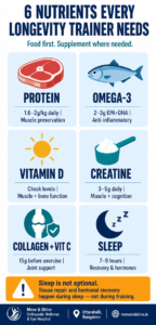 VO2max longevity infographic showing 50% reduction in all-cause mortality risk from improving cardiorespiratory fitness — longevity training data visual from Move & Shine Orthopedic Wellness Hospital Bangalore