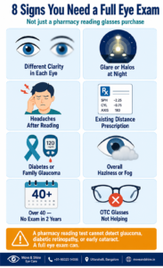 8 signs you need a full eye exam not just reading glasses infographic — Move & Shine Eye Specialist Uttarahalli Bangalore