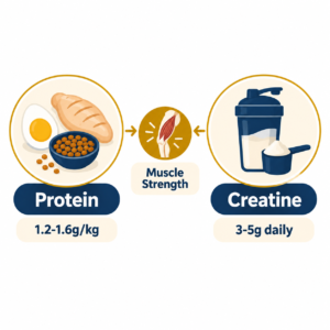 Protein and creatine intake recommendations for knee muscle strength